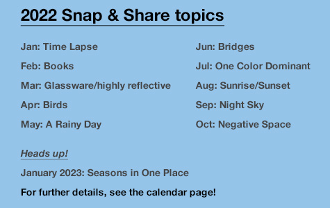 Snap & Share topics for 2022